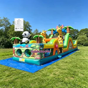Gewerbliche Aufblasbare Abenteuer Kurs Spielplatz Rutschen Kombi Kinder Aufblasbare Safari Herausforderung Hindernisbahn Themenpark