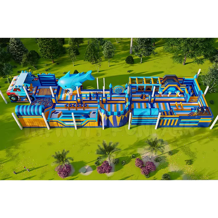Taman Hiburan Inflatable Komersial, Bouncer Inflatable Outdoor, Permainan Olahraga, Jalur Rintangan, Taman Inflatable