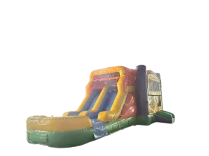 Commercial Inflatable Banner Wet Dry Yellow Bounce House Combo With Slide and Swimming Pool for Party Rental Business