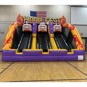 Commercieel Opblaasbaar Basketbal Hoepel Spel 3 Lanes Hoepel Shootout Spel voor Feestverhuur Evenement Bedrijf