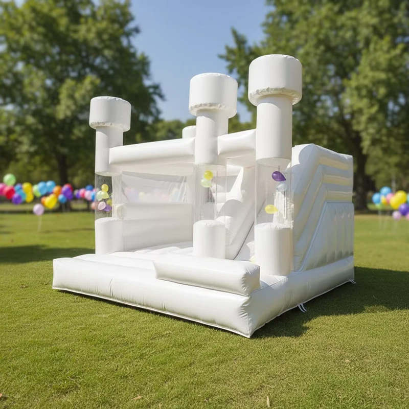 Castelo Inflável Comercial Casa de Saltos PVC Grande Branco para Casamento