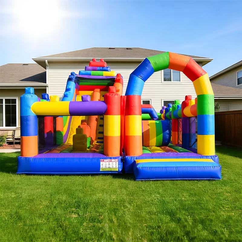 Kastil Bouncing Komersial Inflatable Rumah Bouncing Inflatable Luar Ruangan Kursus Rintangan Inflatable