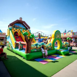 Commercial Inflatable Bounce House with Climbing Wall and Slide for Kids Outdoor Playground Birthday Party Jumping Castle