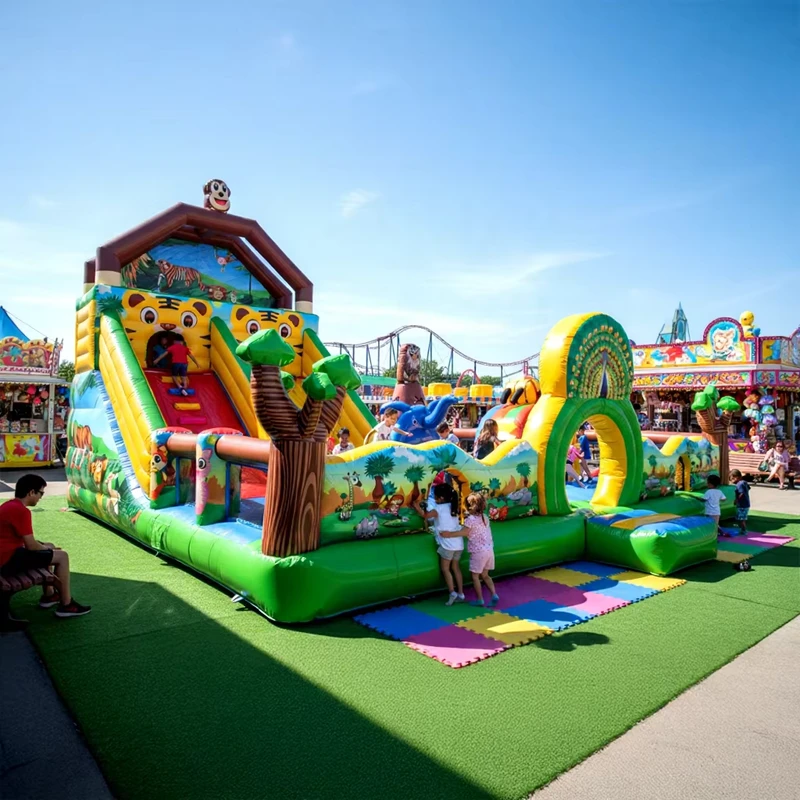 Commercial Inflatable Bounce House with Climbing Wall and Slide for Kids Outdoor Playground Birthday Party Jumping Castle