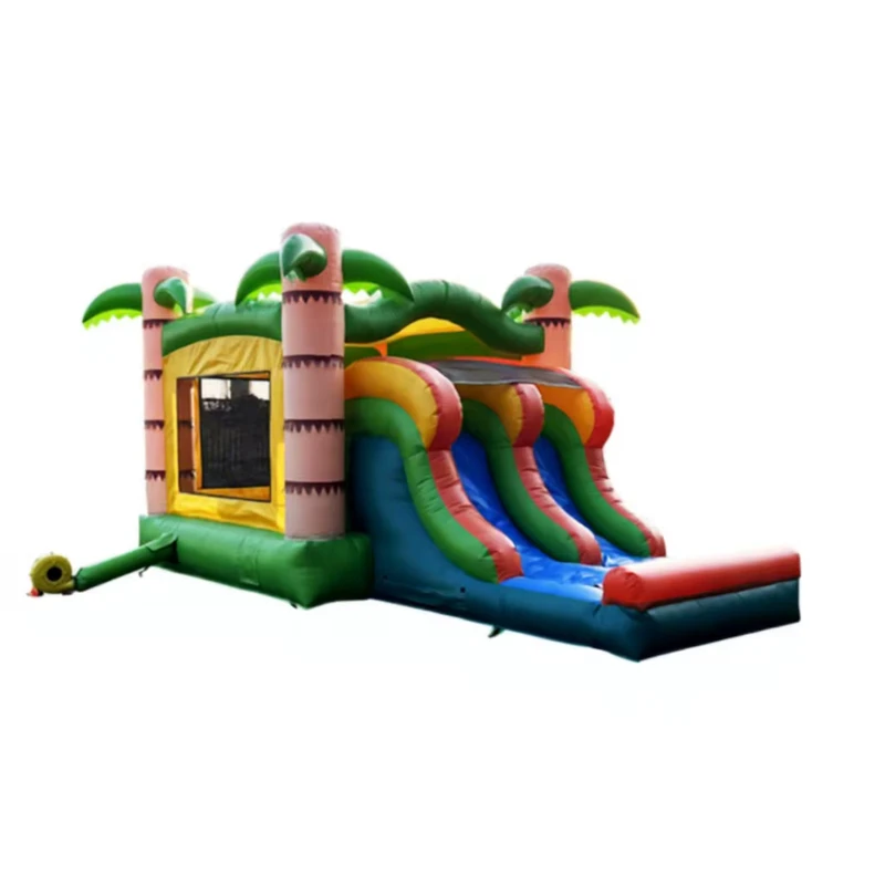 Bộ cầu trượt bouncer hơi thương mại, bouncer kết hợp cầu trượt với bể bơi
