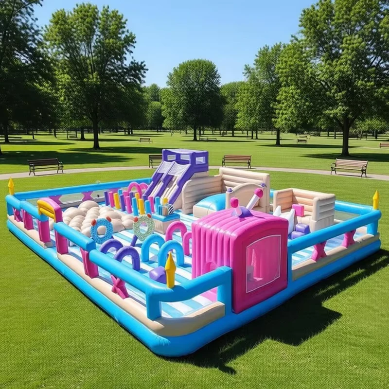 Kommerzieller aufblasbarer Hüpfburg mit Rutsche, 0,55 mm PVC, bunte Hüpfburg, Outdoor-Jumper-Haus für Freizeitpark