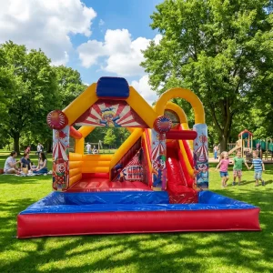 Commercial Inflatable Bouncing Houses Colorful Jumping Castle Bounce House Combo With Slide