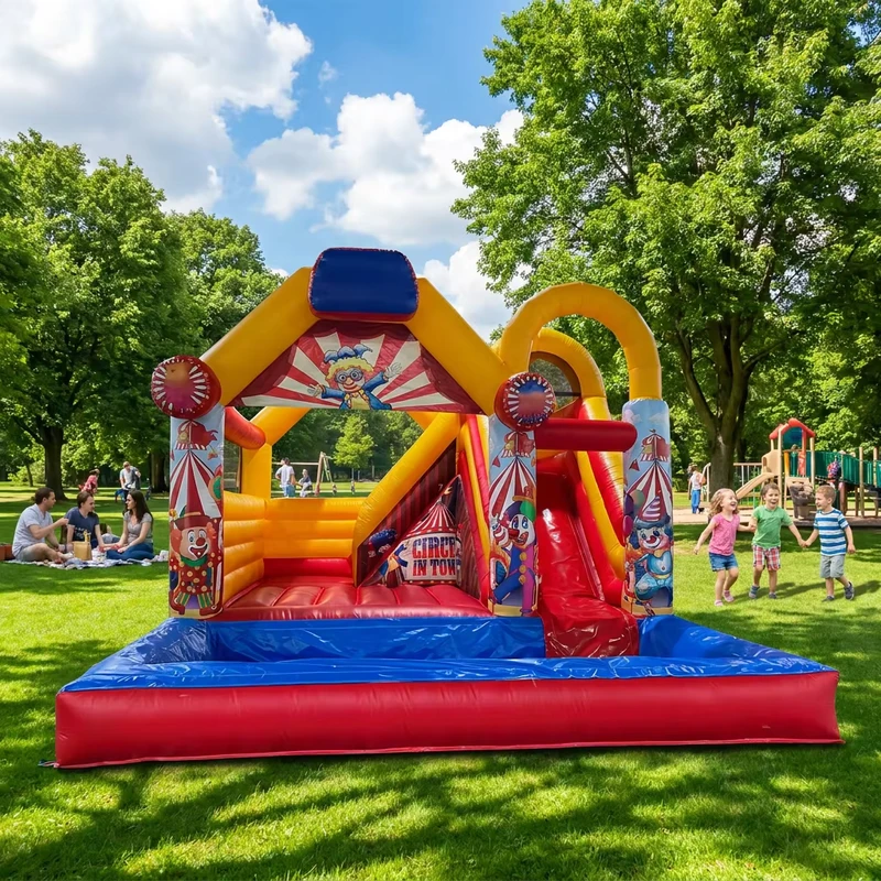 Maisons gonflables commerciales colorées, château de saut combo avec toboggan