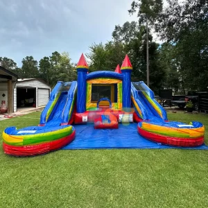 Château gonflable commercial pour enfants Combo double toboggan Château gonflable trampolines avec souffleur pour location de fête
