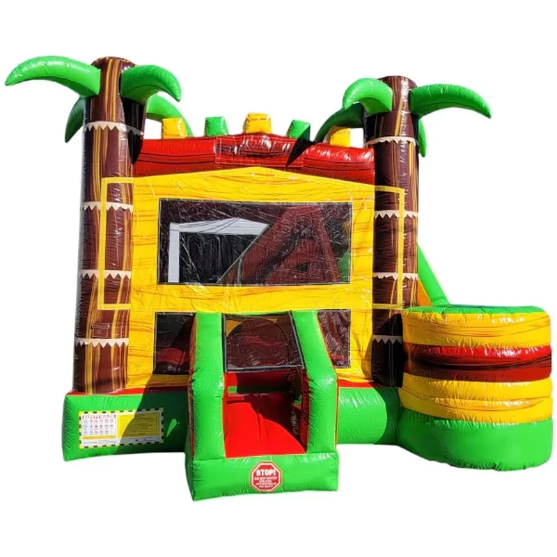 Commercial Inflatable Castle Combo with Palm Tree Bounce House and Slide