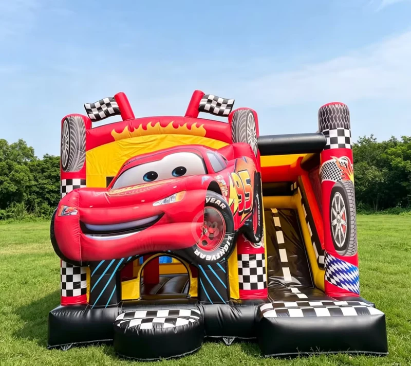 Castillo Inflable Comercial Castillo Hinchable con Tobogán Castillo de Coche Inflable