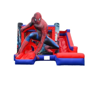Bouncer Gonflable Commercial Combo pour Enfants, Château Gonflable Spiderman avec Toboggan