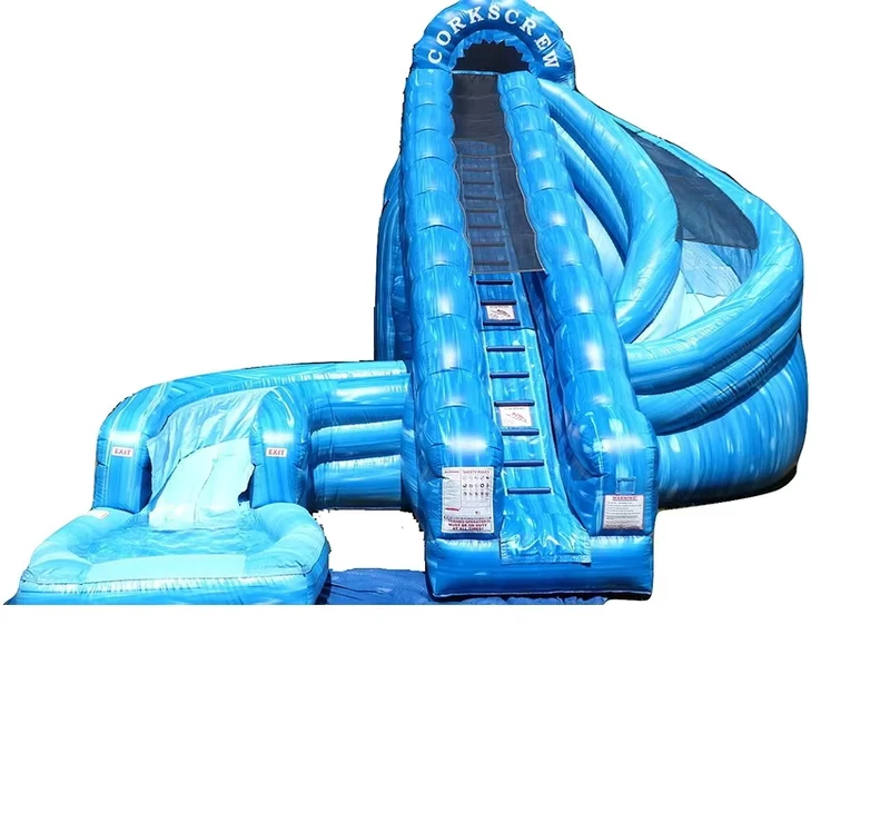 Commercial Inflatable Cork Screw Water Slide Toboganes De Agua Inflat Swim Pool Jumping Castles Water Slides