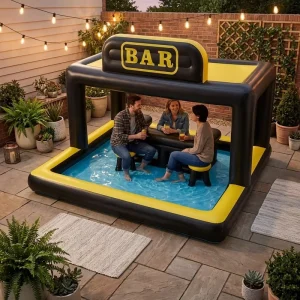 Bar flotante inflable comercial para resort, hogar, equipo de entretenimiento al aire libre para niños y adultos