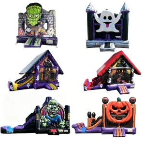 Commercial Inflatable Halloween Bounce House with Slide Pumpkin Zombie Ghost Theme Bouncy Castle Combo for Holiday Party Rental