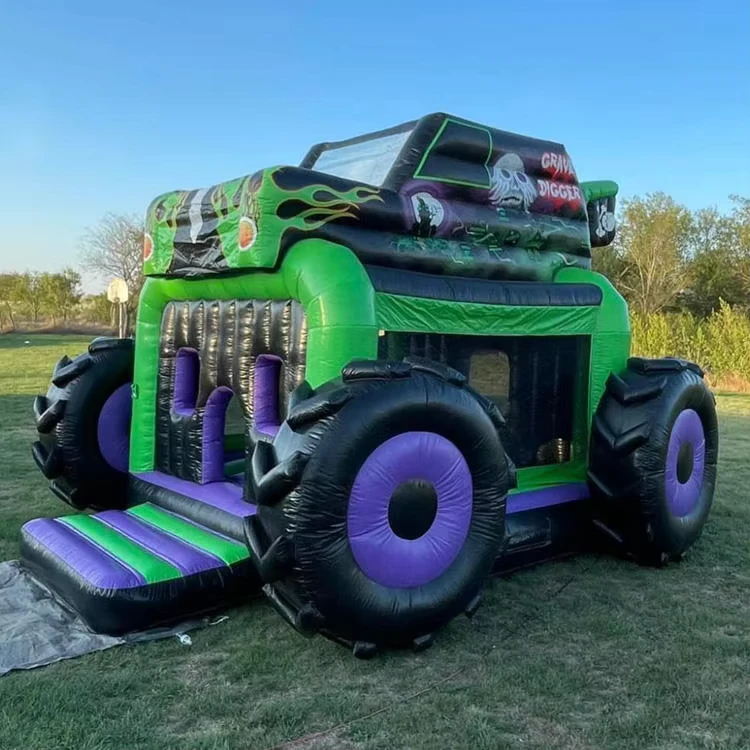 Commerciële Opblaasbare Springkussens Grave Digger Monster Truck Bounce House voor Feestjes