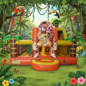 Commercial Inflatable Jungle Lion Bounce House Combo with Slide Themed Jumping Castle Durable PVC for Carnival & Event Rental