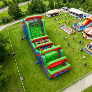 Commercial Inflatable Obstacle Course with Climbing Wall and Tunnels for Outdoor Summer Party Rental and Carnival Games