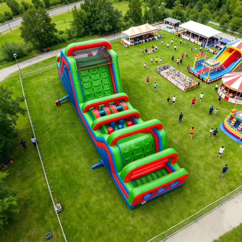 Commercial Inflatable Obstacle Course with Climbing Wall and Tunnels for Outdoor Summer Party Rental and Carnival Games