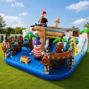 Commercial Inflatable Obstacle Course with Giant Slide Climbing Wall Ball Pit for Outdoor Amusement Park Rental