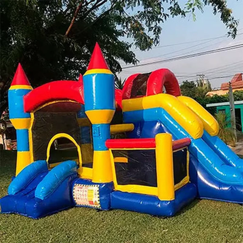 บ้านกระโดดพองลม PVC เชิงพาณิชย์พร้อมสไลเดอร์ บ้านกระโดดขนาดเล็กสำหรับเด็ก