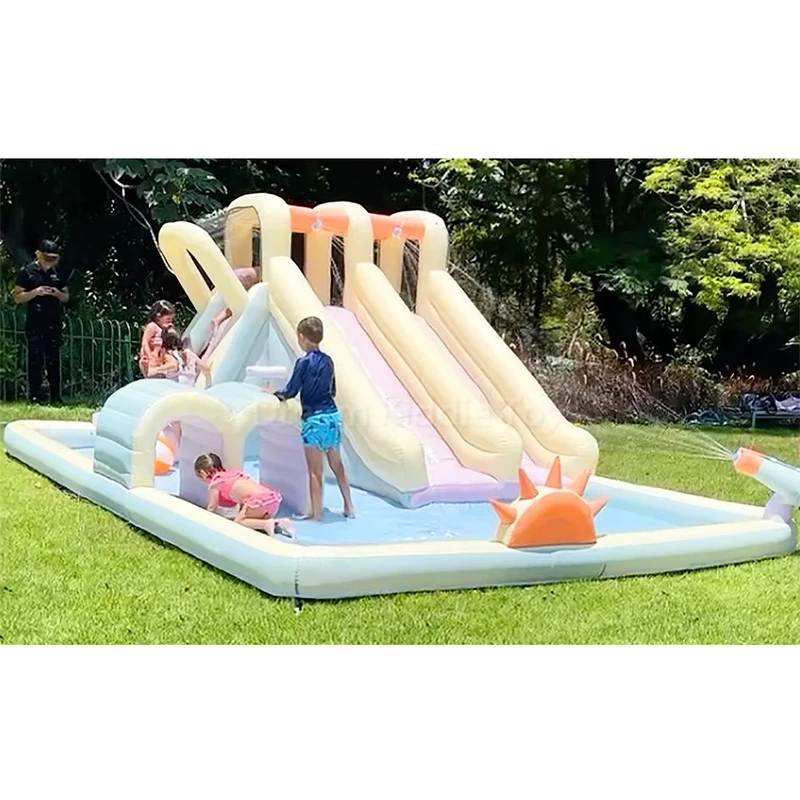子供用遊び場のための商業用インフレータブルプール（ダブルウォータースライド付き）