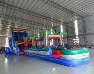 Commercial Inflatable Slide Castle Water Slide 15x5x6.6m PVC Material Easy Setup Custom Logo Warranty