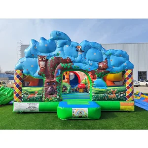 Commercial Inflatable Slide Jungle Forest Animals Playground Inflatable Bouncer House Double Dry Slide Jumping Castle Combo