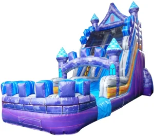 Commercial Inflatable Slide Purple Blue Castle Slide Water Giant Inflatable Water Slide With Pool