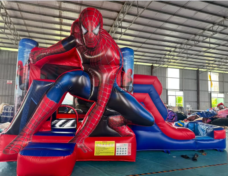 Коммерческий надувной замок с прыжками Спайдермен, комбо с горкой для детского праздника