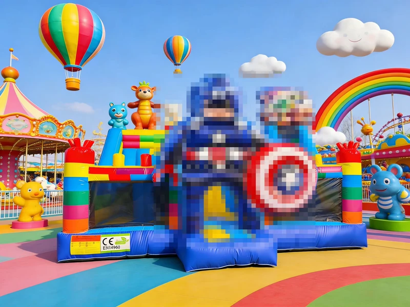 Commercial Inflatable Theme Park Character Bouncy House Inflatable Bounce Combo with Slide for Outdoor Amusement Park