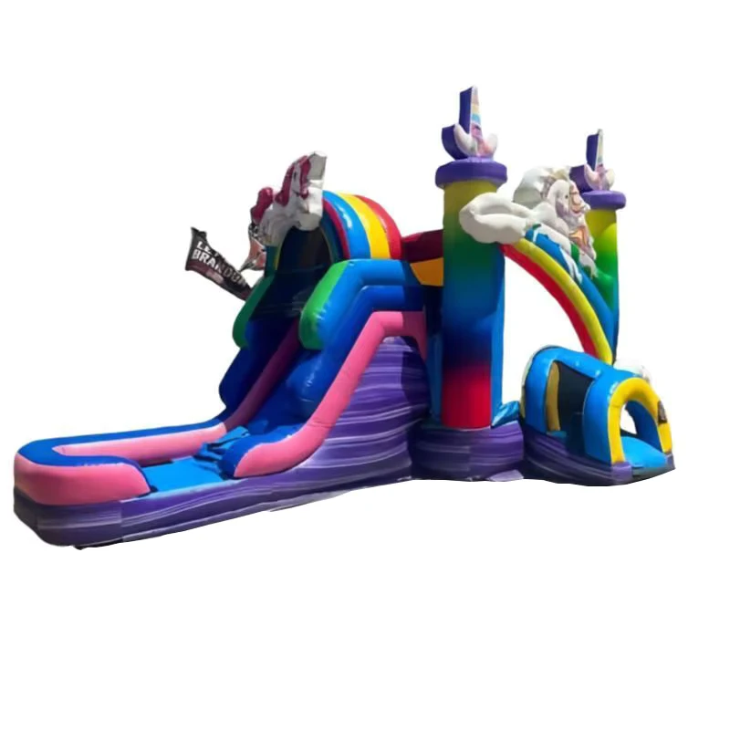 Gewerbliches aufblasbares Einhorn-Schloss mit Rutsche & Pool, strapazierfähiges PVC für Eventverleih
