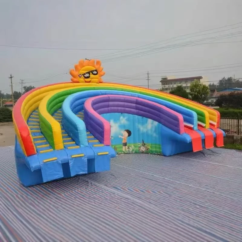Taman Air Inflatable Komersial, Seluncuran Air PVC Rainbow Tahan Lama, Taman Aqua untuk Anak-anak & Dewasa, Digunakan di Tempat Dalam Ruangan & Luar Ruangan