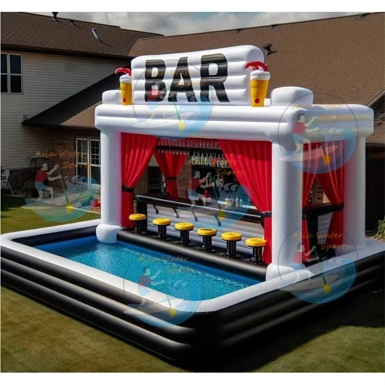 Bar Inflable de Piscina Comercial, Bar de Fiesta de Agua Inflable
