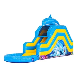 Commercial Inflatable Water Slide Dolphin Theme Lane with Pool Kids Summer Backyard Fun