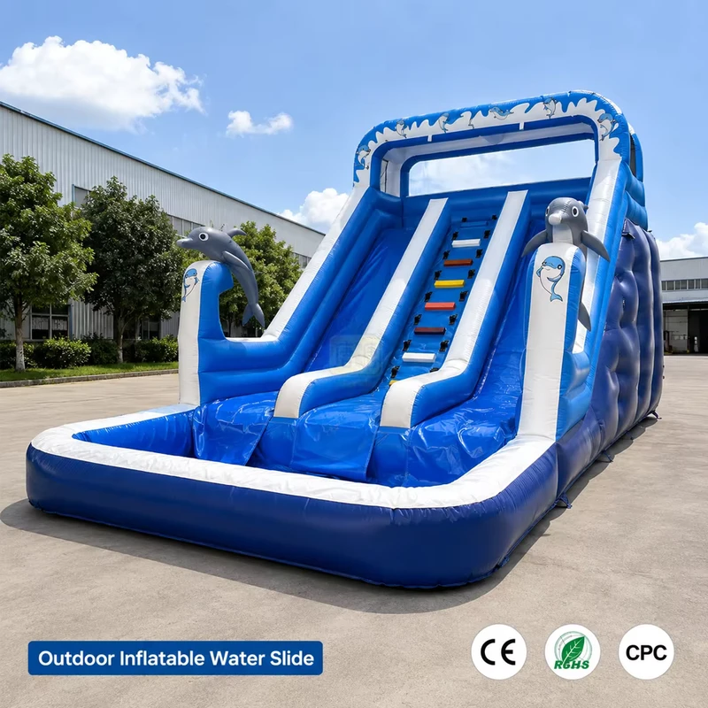 Commercial Inflatable Water Slide with Pool Double Lane Climber Water Park Equipment Park CE EN71 ASTM Certified for Kids Adults