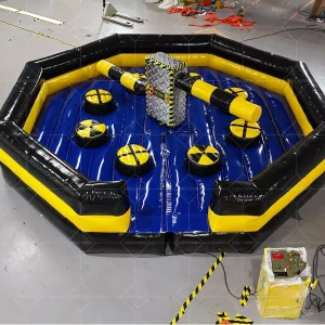 Castillo Inflable Interactivo Comercial para Diversión Multijugador, Juegos de Wipeout y Meltdown