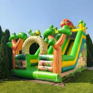 Seluncuran Inflatable Tema Hutan Binatang Kelas Komersial Luar Ruangan Kastil Lompat PVC untuk Anak-anak dan Dewasa