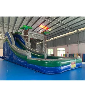 Rumah Loncat Inflatable Bertema Hutan Komersial dengan Kolam, Kombinasi Kastil PVC, Seluncuran untuk Anak-anak, Termasuk Aksesori Perbaikan Blower