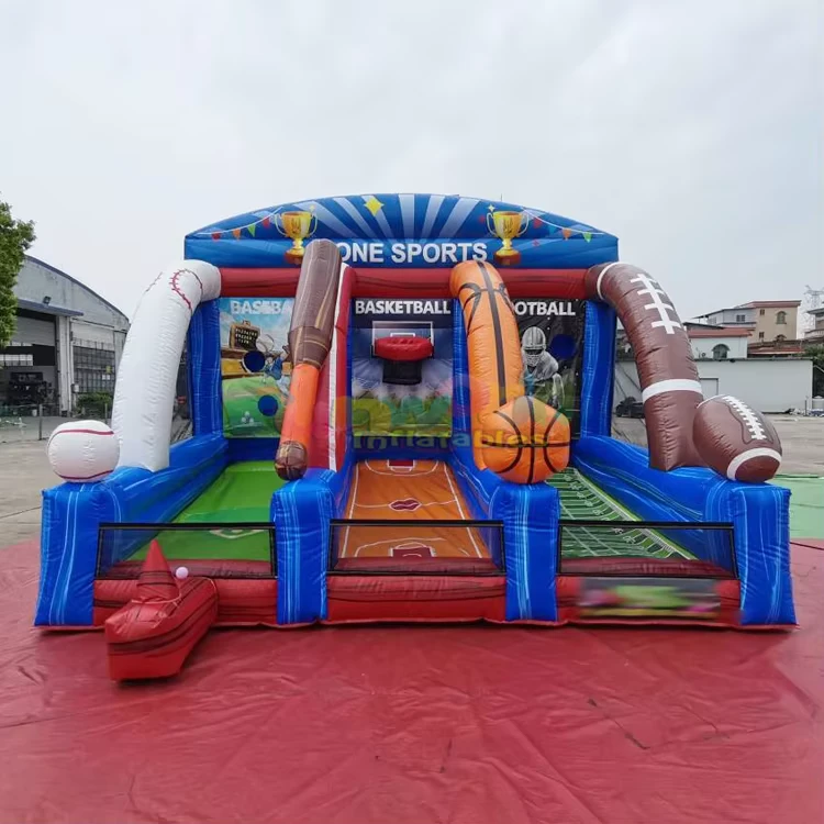 Commerciële Kinderen Buitenkermis Interactieve Spellen Juegos Inflables Sportzone 3 In 1 Opblaasbaar Spel
