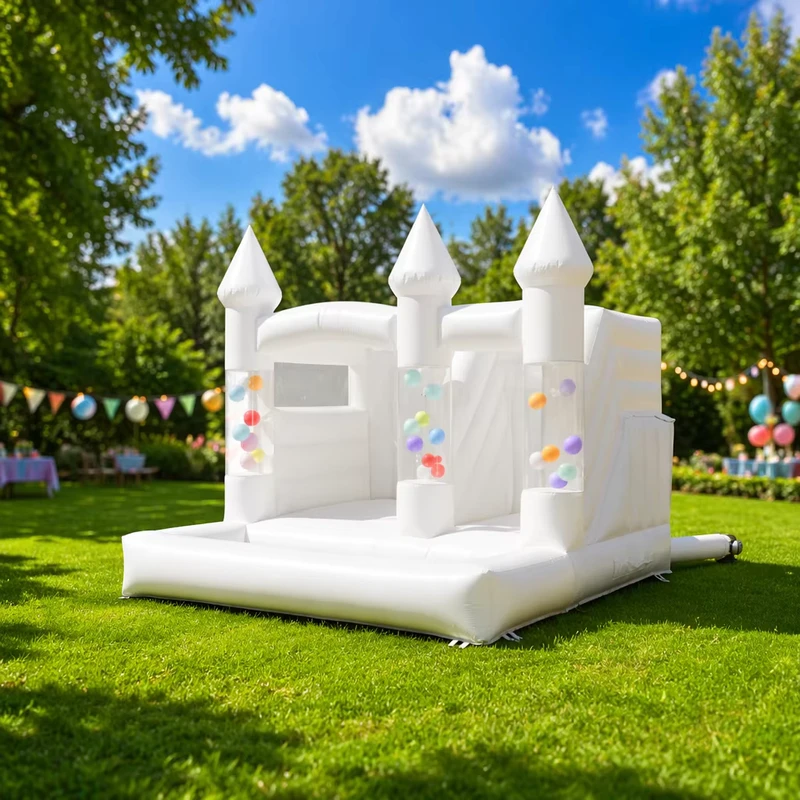 บ้านพองลมสำหรับเด็กงานแต่งงาน คอมโบสไลด์และบ่อบอล พร้อมการป้องกัน UV และการติดตั้งง่าย