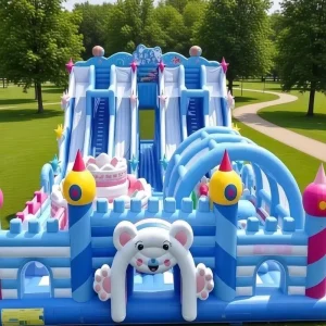 Commercial Large Mall Atrium Inflatable Castle Combo Multi Function Bounce House with Slide Ball Pit Climbing Wall for Kids