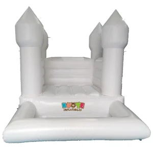 Commerciële Mini Witte Opblaasbare Springkasteel Witte Bounce House met Ballenbak voor Bruiloft Feest