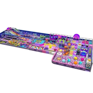 商業用ネオンスタイル屋内遊び場設備 子供用遊び場 スライド ボールピット 障害物コース ソフトプレイ