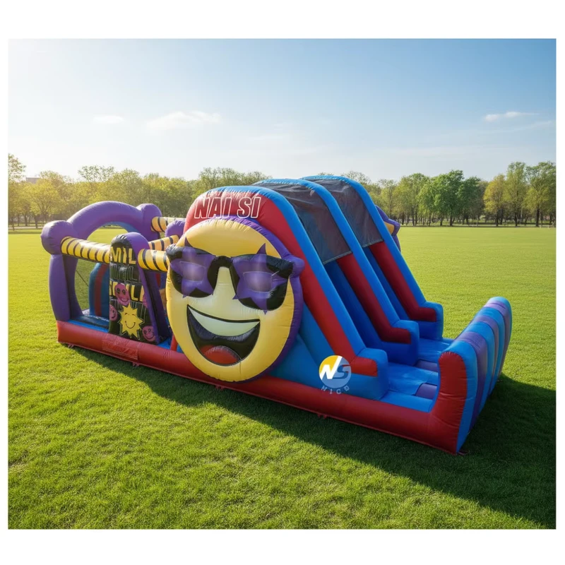 Percorso ad ostacoli gonfiabile commerciale per bambini, parco giochi gonfiabile per noleggio feste
