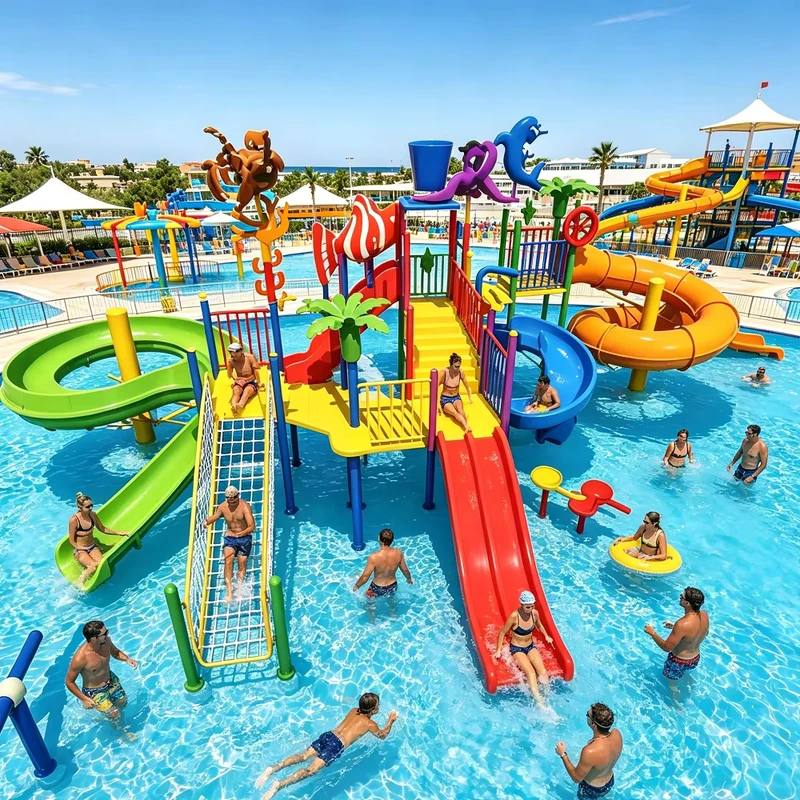 Struttura per parco acquatico commerciale a tema oceano con scivoli multipli per resort di lusso e parco acquatico