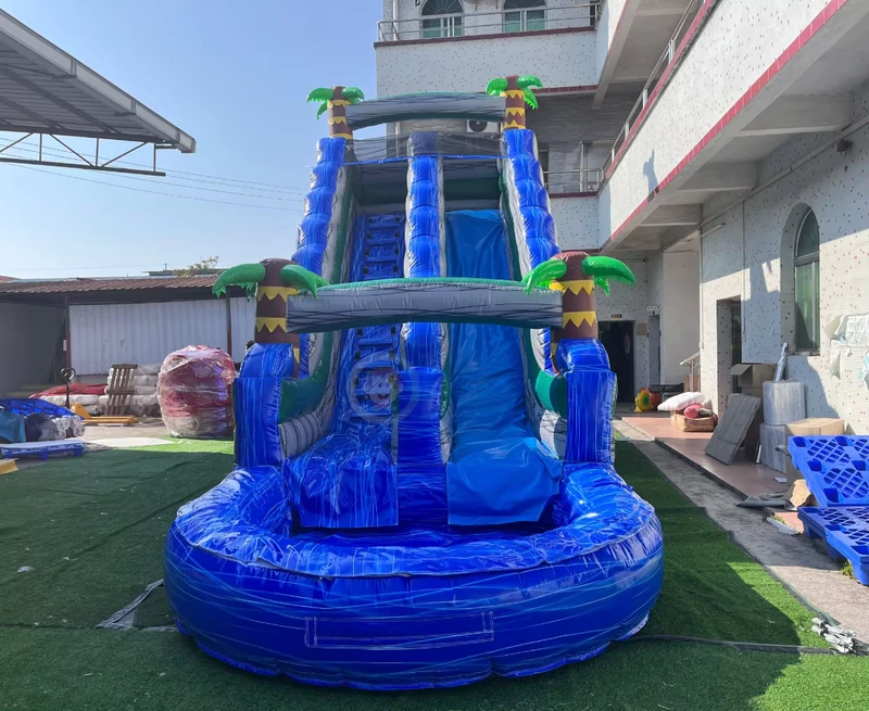Escorrega Inflável Azul Grande Comercial para Piscina, Parque, Crianças e Adultos
