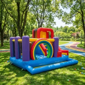 Commercial Outdoor Bouncy Castle Inflatable PVC Bouncy Castle With Slide For Rent