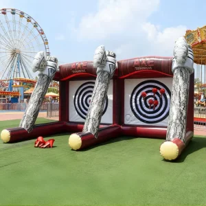 Commercial Outdoor Carnival Game Inflatable Flying Axe Throwing Interactive Game Giant Inflatable Throwing Axe Game