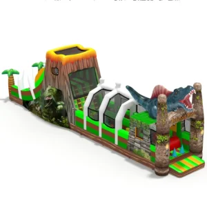 Commercial Outdoor Carnival Games Inflatable Dinosaur Obstacle Course for Kids and Adults